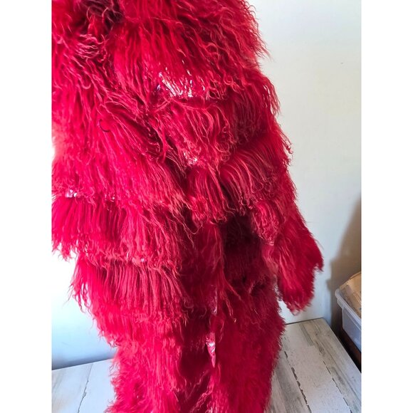 Antique France unique sheep alpaca ? coat fashion runway unique jacket women's M - Picture 3 of 12